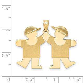14k Yellow Gold Solid Engravable Double Boys Pendant XK392