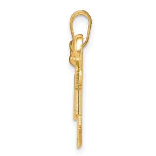 14k Yellow Gold Solid Small Girl On Left and Boy On Right Charm