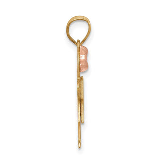 14k Yellow and Rose Gold Small Girl w/ Bow On Left Pendant XK395