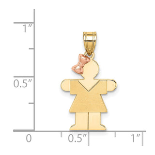 14k Yellow and Rose Gold Small Girl w/ Bow On Left Pendant XK395
