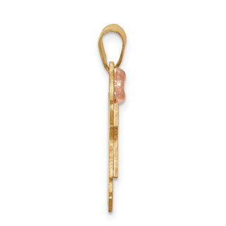 14k Yellow and Rose Gold Small Girl w/ Bow On Left Pendant XK396