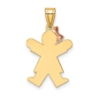 14k Yellow and Rose Gold Small Girl w/ Bow On Left Pendant XK396