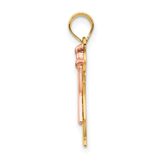 14k Yellow and Rose Gold Small Girl w/ Dress and Bow Right Pendant XK397