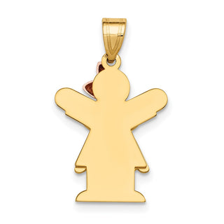 14k Yellow and Rose Gold Small Girl w/ Dress and Bow Right Pendant XK397