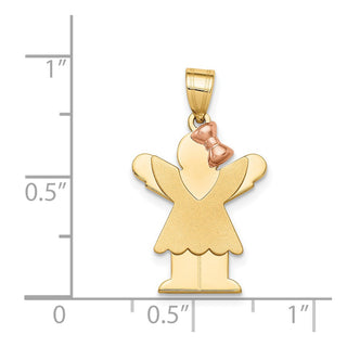 14k Yellow and Rose Gold Small Girl w/ Dress and Bow Right Pendant XK397