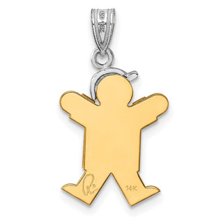 14k Yellow and White Gold Small Boy w/ Hat On Right Pendant XK398