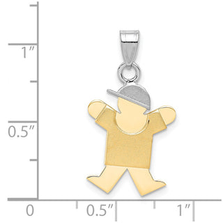 14k Yellow and White Gold Small Boy w/ Hat On Right Pendant XK398