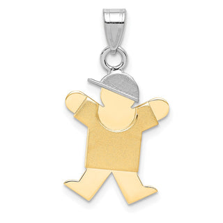 14k Yellow and White Gold Small Boy w/ Hat On Right Pendant XK398