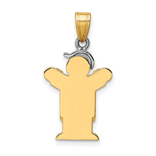 14k Yellow and White Gold Small Boy w/Overalls and Hat Left Pendant XK399
