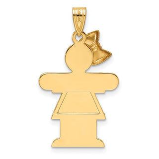 14k Yellow and Rose Gold Large Girl w/ Bow On Left Pendant XK400