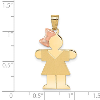 14k Yellow and Rose Gold Large Girl w/ Bow On Left Pendant XK400
