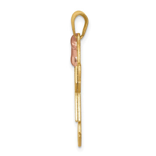 14k Yellow and Rose Gold Large Girl w/ Bow On Left Pendant XK401
