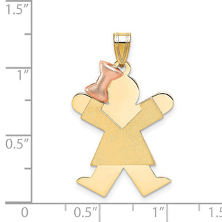 14k Yellow and Rose Gold Large Girl w/ Bow On Left Pendant XK401