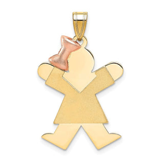 14k Yellow and Rose Gold Large Girl w/ Bow On Left Pendant XK401