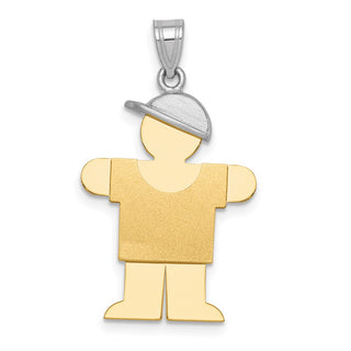 14k Yellow and White Gold Large Boy w/ Hat On Right Pendant XK403