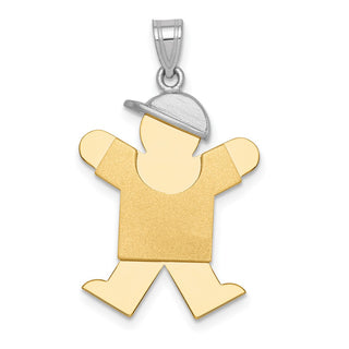 14k Yellow and White Gold Large Boy w/ Hat On Right Pendant XK404