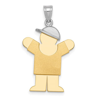 14k Yellow and White Gold Large Boy w/ Hat On Right Pendant XK405