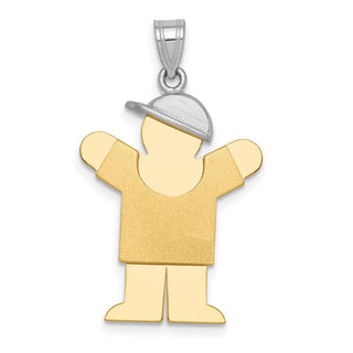 14k Yellow and White Gold Large Boy w/ Hat On Right Pendant XK405