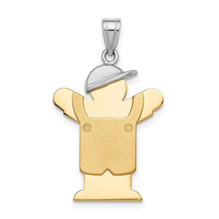 14k Yellow and White Gold Large Boy w/ Hat On Left Pendant XK406