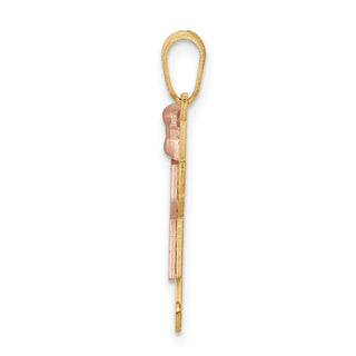 14k Yellow and Rose Gold Small Girl w/ Bow On Left Pendant XK408