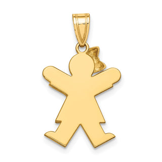 14k Yellow and Rose Gold Small Girl w/ Bow On Left Pendant XK408