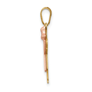 14k Yellow and Rose Gold Small Girl w/ Dress and Bow Right Pendant XK409