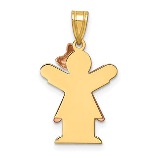 14k Yellow and Rose Gold Small Girl w/ Dress and Bow Right Pendant XK409