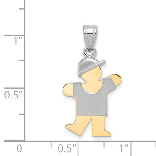 14k Yellow and White Gold Small Boy w/ Hat On Left Pendant XK410