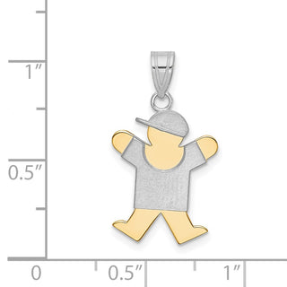 14k Yellow and White Gold Small Boy w/ Hat On Right Pendant XK411