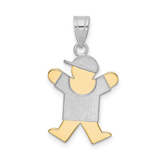 14k Yellow and White Gold Small Boy w/ Hat On Right Pendant XK411