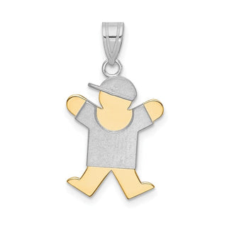 14k Yellow and White Gold Small Boy w/ Hat On Right Pendant XK411