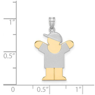14k Yellow and White Gold Small Boy w/ Hat On Right Pendant XK412
