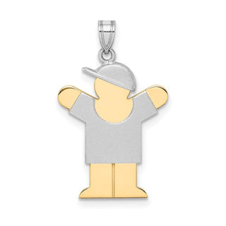 14k Yellow and White Gold Small Boy w/ Hat On Right Pendant XK412