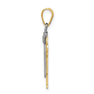 14k Yellow and White Gold Small Boy w/Overalls and Hat Left Pendant XK413
