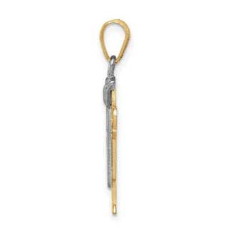 14k Yellow and White Gold Small Boy w/Overalls and Hat Left Pendant XK413