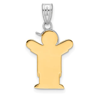 14k Yellow and White Gold Small Boy w/Overalls and Hat Left Pendant XK413