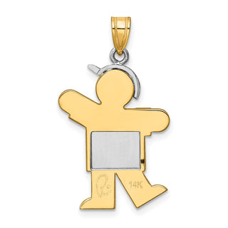 14k Yellow and White Gold Large Boy w/ Hat On Left Pendant XK415
