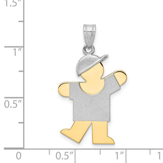 14k Yellow and White Gold Large Boy w/ Hat On Left Pendant XK415