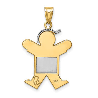 14k Yellow and White Gold Large Boy w/ Hat On Right Pendant XK416