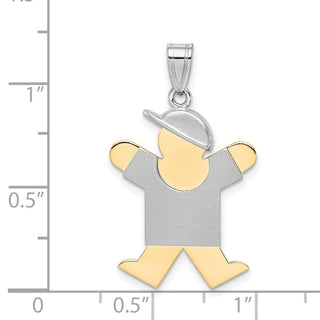 14k Yellow and White Gold Large Boy w/ Hat On Right Pendant XK416