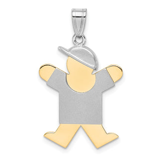 14k Yellow and White Gold Large Boy w/ Hat On Right Pendant XK416