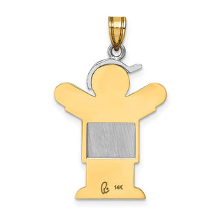 14k Yellow and White Gold Large Boy w/ Hat On Right Pendant XK417
