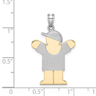 14k Yellow and White Gold Large Boy w/ Hat On Right Pendant XK417