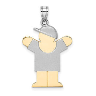 14k Yellow and White Gold Large Boy w/ Hat On Right Pendant XK417