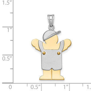 14k Yellow and White Gold Large Boy w/ Hat On Left Pendant XK418