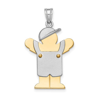 14k Yellow and White Gold Large Boy w/ Hat On Left Pendant XK418