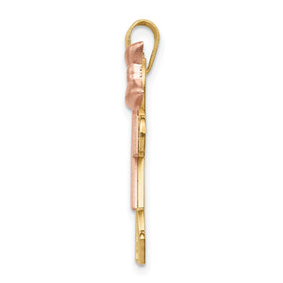 14k Yellow, White and Rose Gold Large Boy Left and Girl Right Pendant XK419