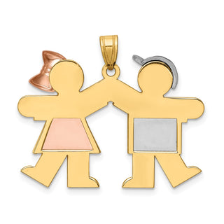 14k Yellow, White and Rose Gold Large Boy Left and Girl Right Pendant XK419