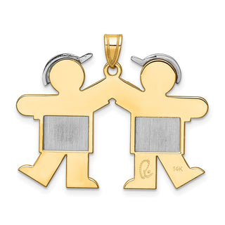 14k Yellow and White Gold Large Double Boys Pendant XK421