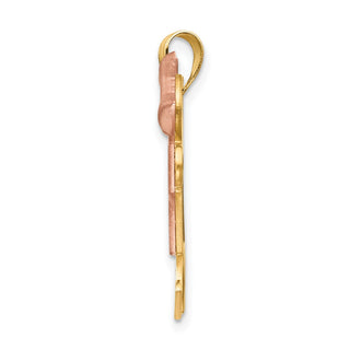 14k Yellow and Rose Gold Large Double Girls Pendant